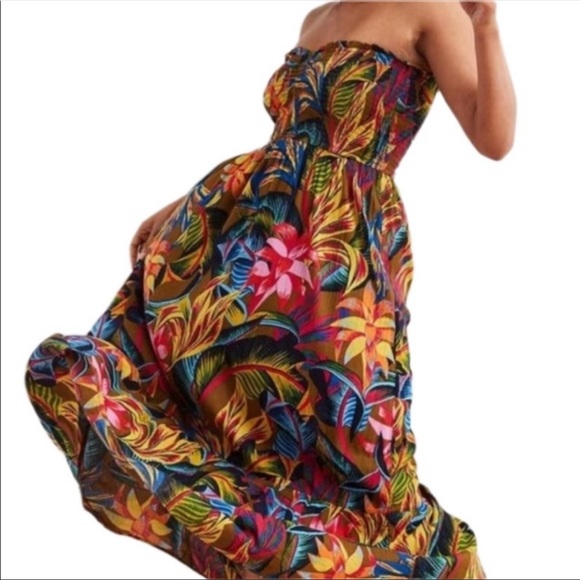 Aerie tropical floral tropical smocked dress size M brand new without tags - Picture 2 of 5